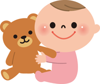 赤ちゃんとぬいぐるみ